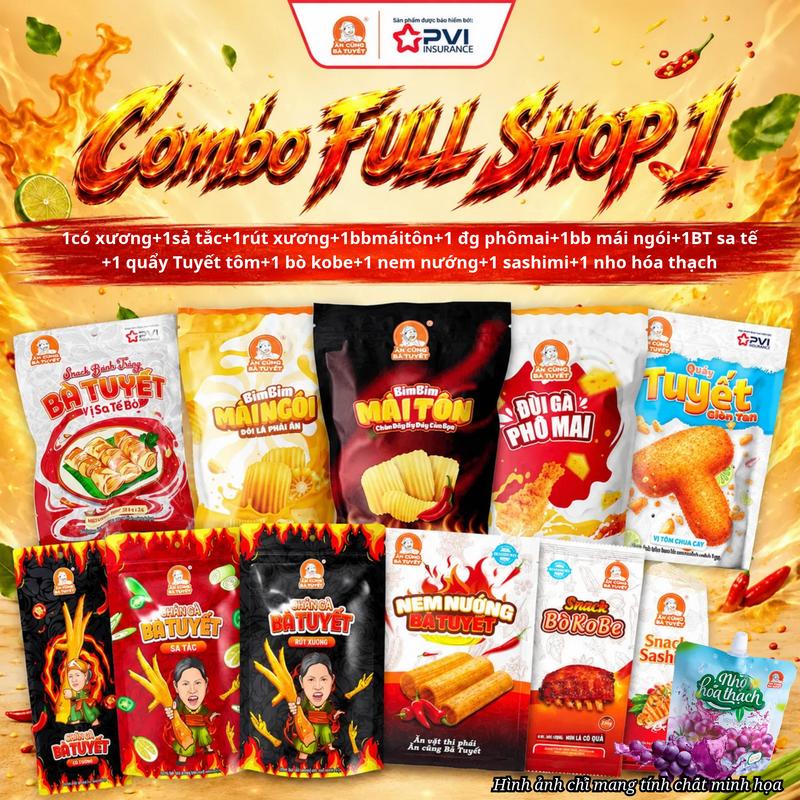 Combo FULL SHOP Ăn Cùng Bà Tuyết chân gà snack bim bim snack ướt - ĂN CÙNG BÀ TUYẾT M90
