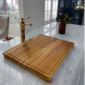 OKK-002# TALENAN KAYU JATI ASLI PREMIUM Anti Jamur ,food grade,tipe edge line (tali air keliling) Kitchenware