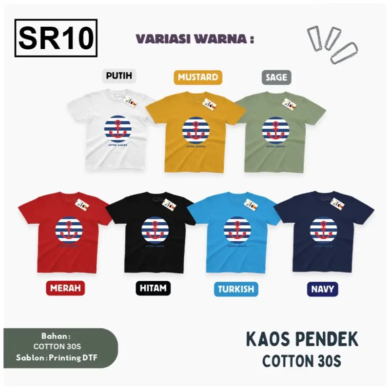 * Kaos Pendek Anak – Sailor Series *   *Kode Motif:*  *SR08 | SR10*