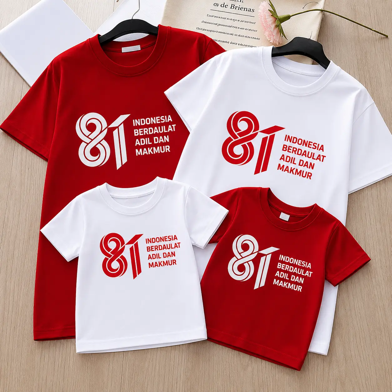 Logo Resmi - Kaos 17 Agustus HUT RI ke 81 Indonesia merdeka - Kaos Kemerdekaan - 100% Cotton - Anak dan Dewasa