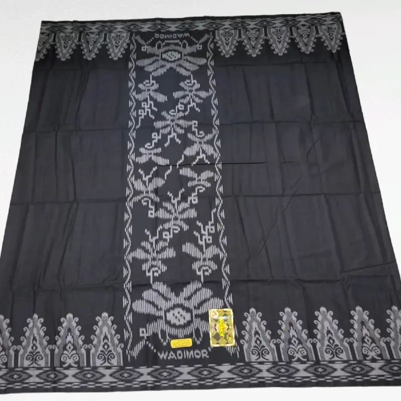 Sarung Wadimor Bali55 Husus Hitam Tumpal Kembang Sarung Standar Dewasa Bahan Katun Halus Harga Grosir 8