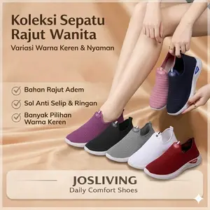 NW075 (8 Warna Size 36-42) Sepatu Slip On Wanita Simple Polos Ringan Tali 1Shoes All Color