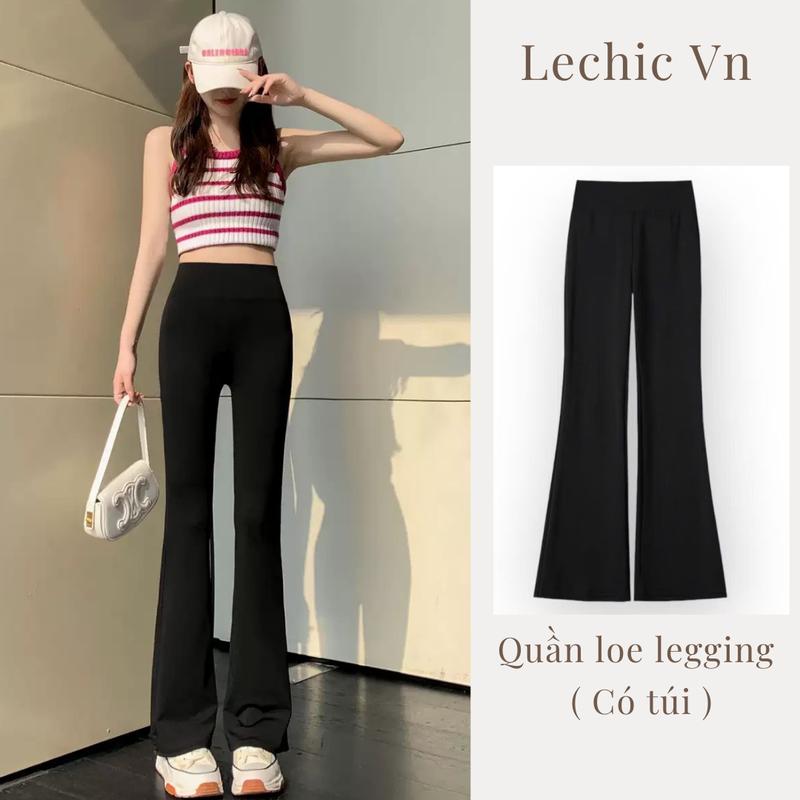 Quần legging nữ ống loe chất vải thun mềm mịn co giãn 4 chiều mặc rất thoải mái…