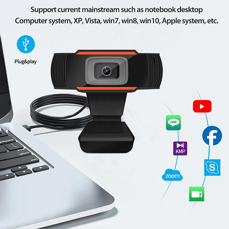 Kamera 1080P untuk laptop/PC, kamera USB komputer, konferensi video langsung, HD, dengan mikrofon bawaan. 3