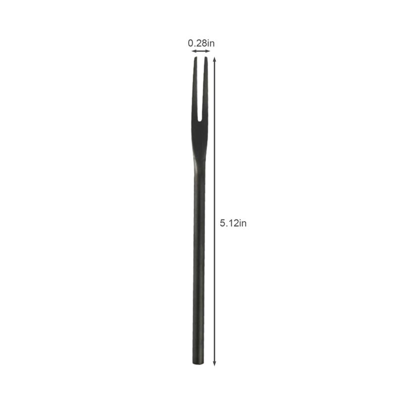 Product Introduction of 304 stainless steel sanding solid fruit fork long handle round handle moon cake dessert cake 2 tooth fruit stick 2