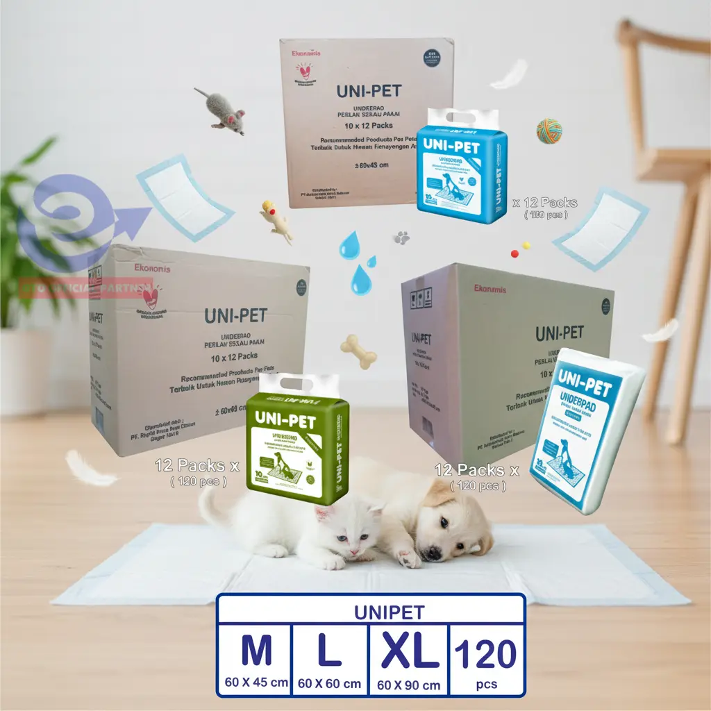 UNI-PET Underpad Perlak Hewan Anjing Kucing Kelinci isi 10 pcs x 12