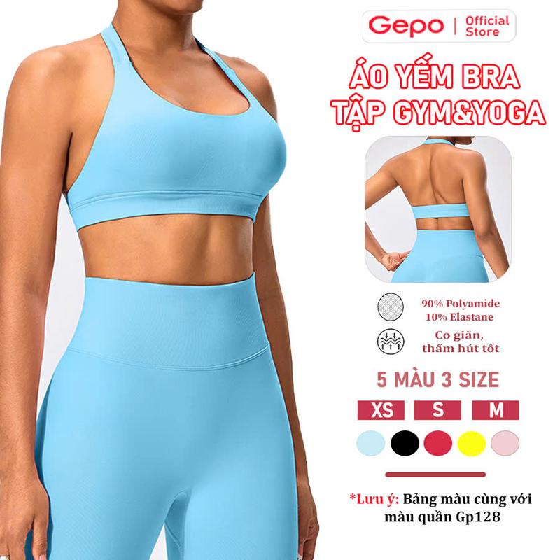 GEPO Áo Bra Cổ Yếm Tập Gym Tập Yoga Cho Nữ Chất Dệt Kim Elasten Đanh Chất Mềm Mịn Sẵn Mút Gepo GP237