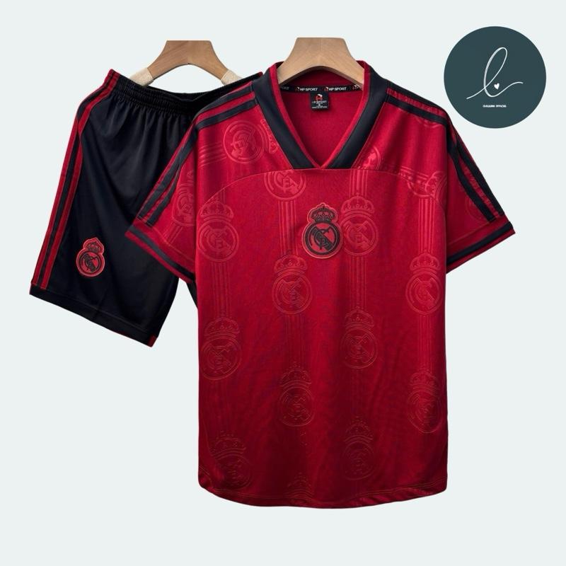 Top quần áo bóng đá, đồ đá banh REAL logo THÊU vải thun lạnh cao cấp loại I Top Sport