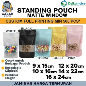 Standing Pouch MATTE WINDOW VARIAN Plastik Klip Kemasan Makanan Sealer Makanan Delkochoice