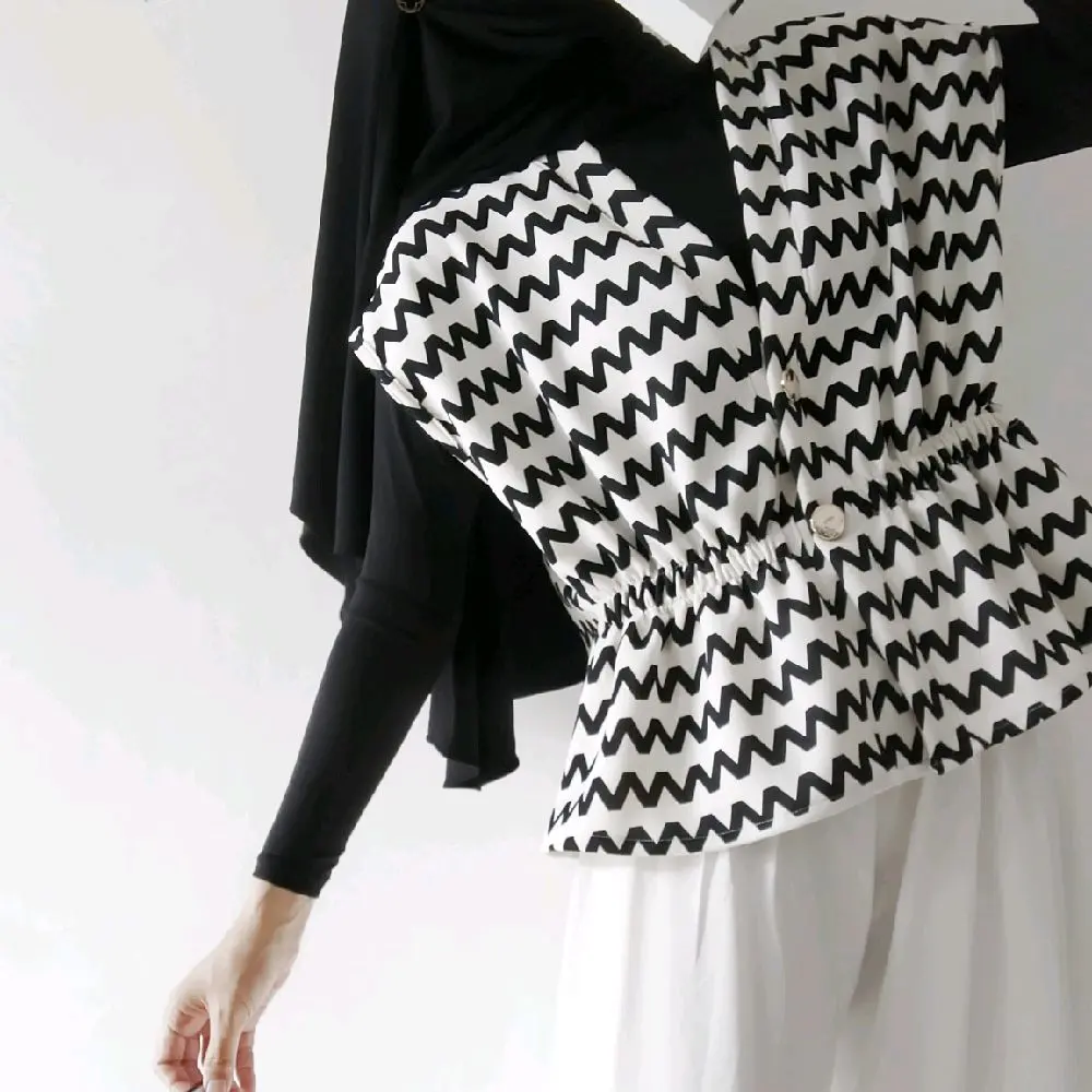 minimalistyle - PEPLUM Vest Jumbo Scuba Motif Premium Rompi Wanita Bigsize Dewasa