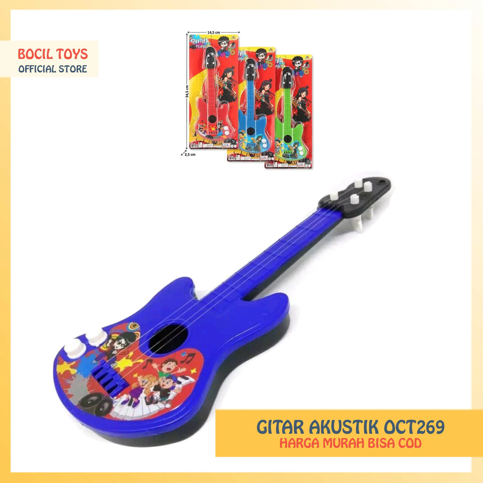 Mainan Anak Gitar Akustik bahan plastik premium harga murah BISA COD