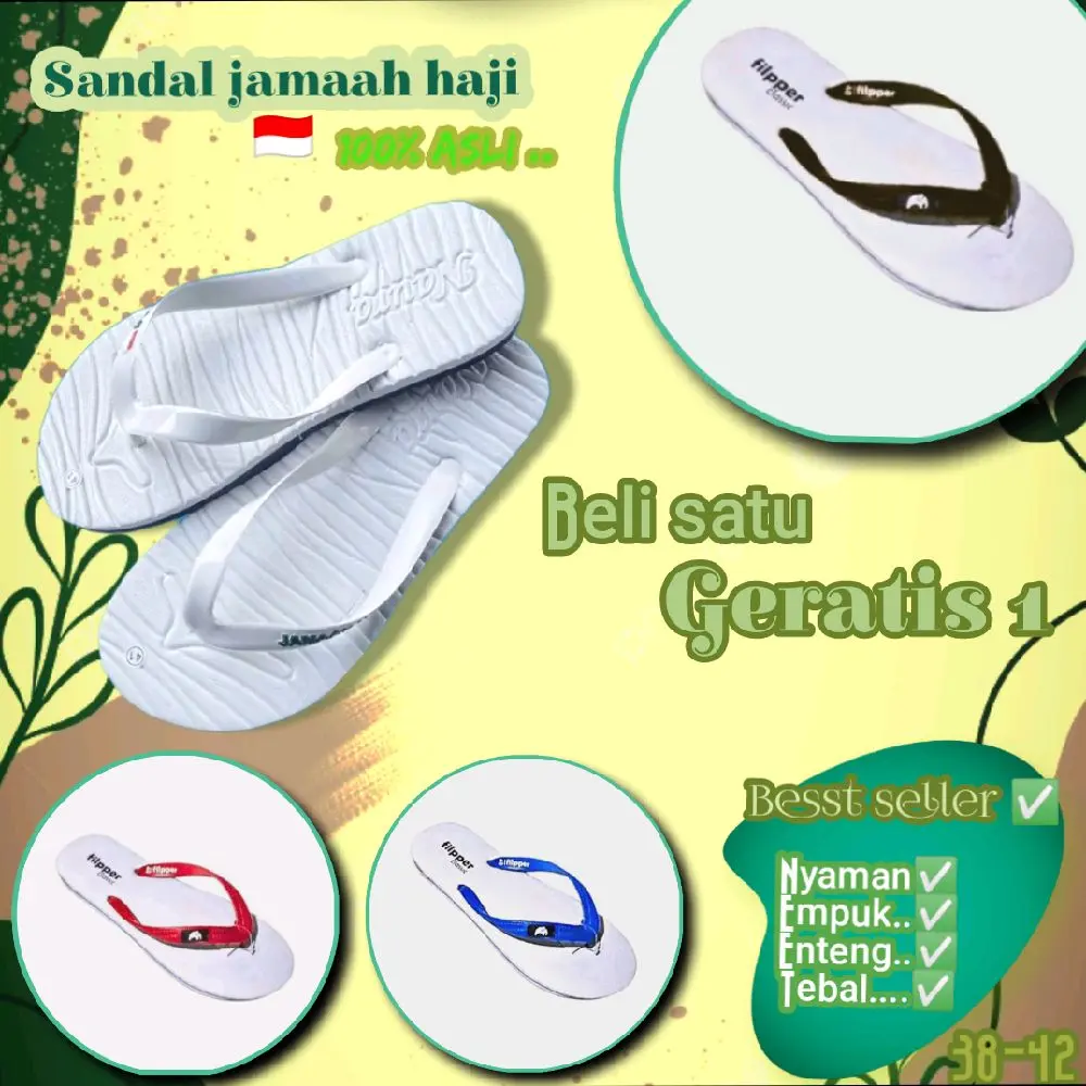 Sandal Jepit Jamaah Haji Promo Beli Satu Geratis 1 Pria & Wanita Ukuran 38-43