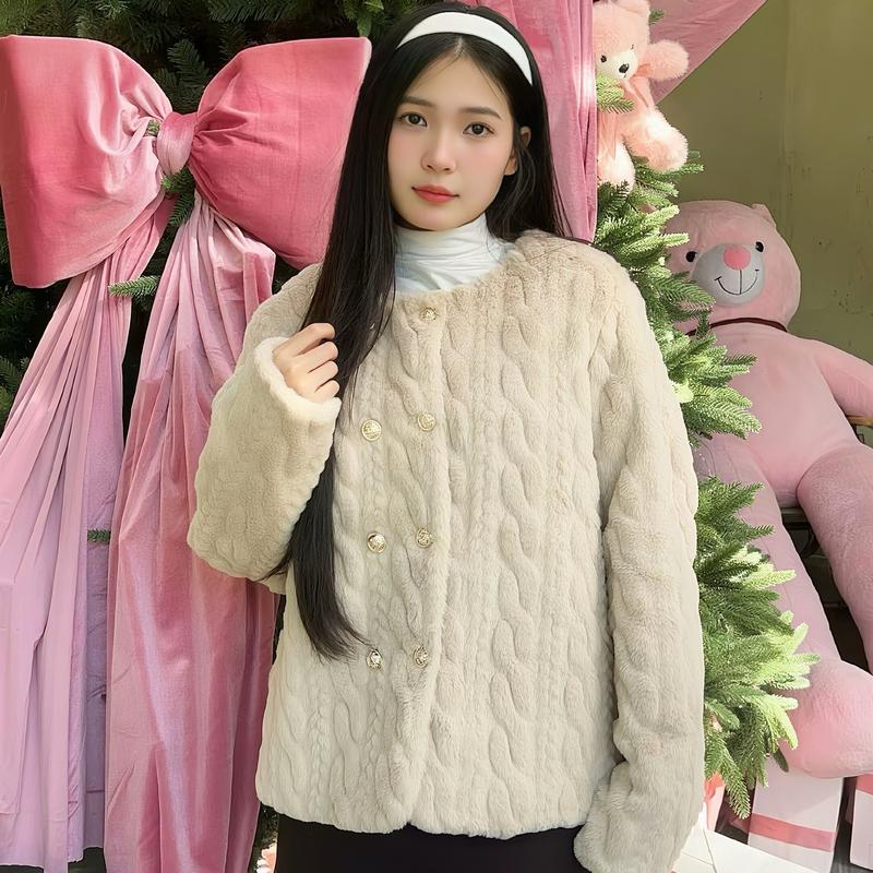  Áo khoác lông thỏ họa tiết VẶN THỪNG sang trọng mềm mịn hàng QC 