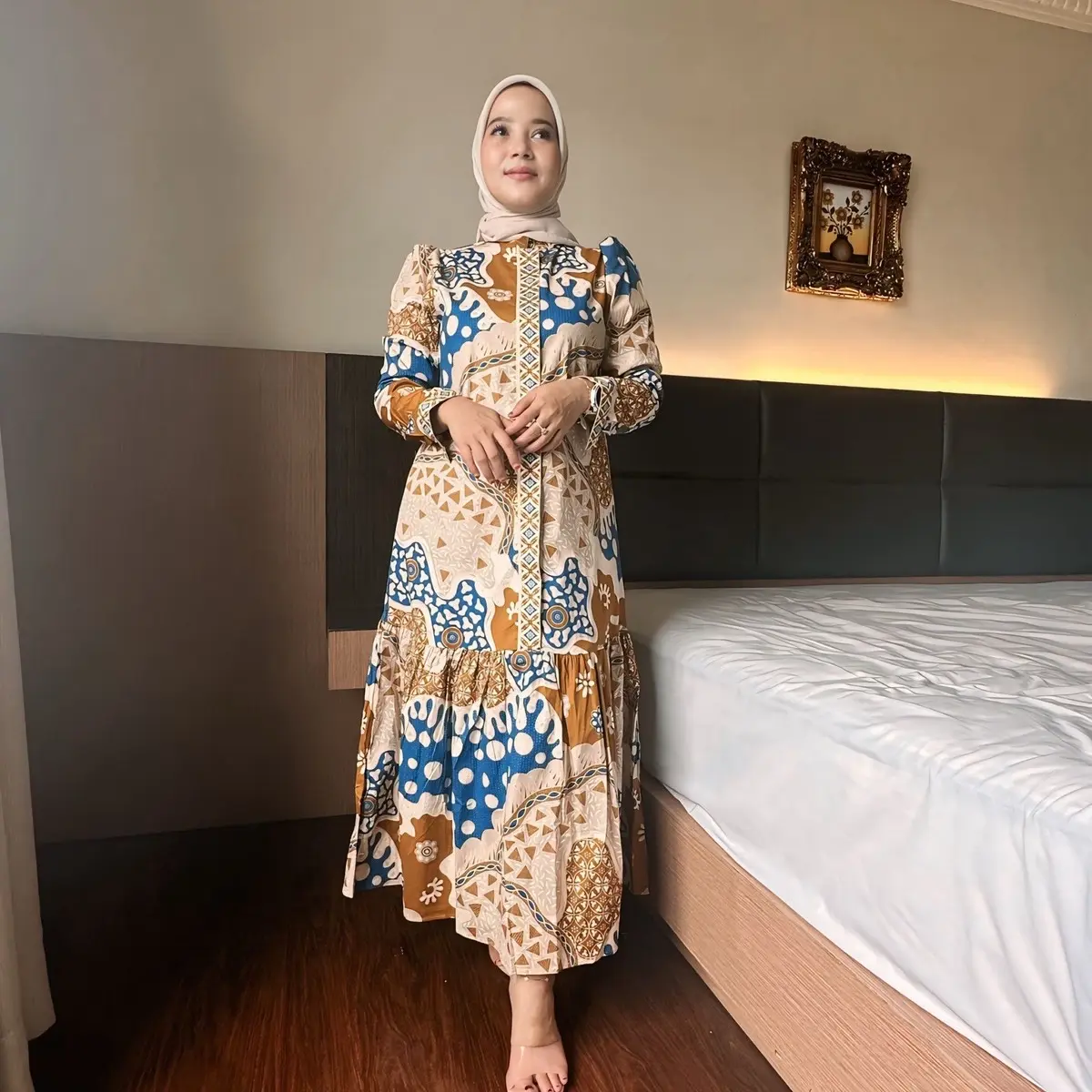 Midi Batik Jolly Busui friendly pb 127 Katun Stretch tangan Kancing by azasyagallery