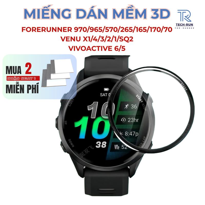 Miếng Dán 3D Bảo Vệ Màn Hình Đồng Hồ Chống Xước Silicon Dẻo Ôm Sát Màn Hình Cong Tương Thích Với Garmin Forerunner 165/265/570/965/970 Venu 2/3/4/X1 Vivoactive 5/6