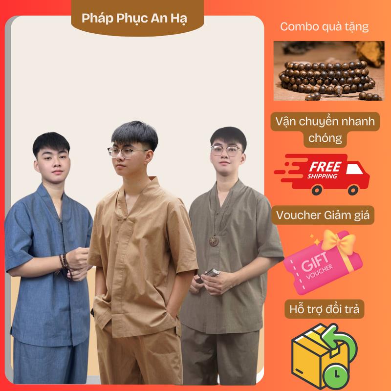  ‍️ Áo Pháp Phục Bà Lai Nam Nữ – Vải Đũi TC Cao Cấp Mặc Đi Chùa Mặc Thiền Mặc Nhà 