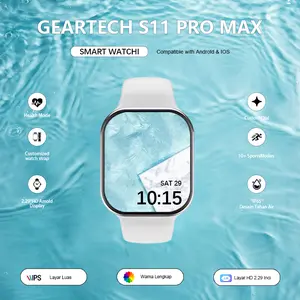 GearTech  Mart Watch 11 Pro Max Original Bluetooth Call Smartwatch 2.2" AMOLED GPS NFC Waterproof Wireless Charging Pria Wanita
