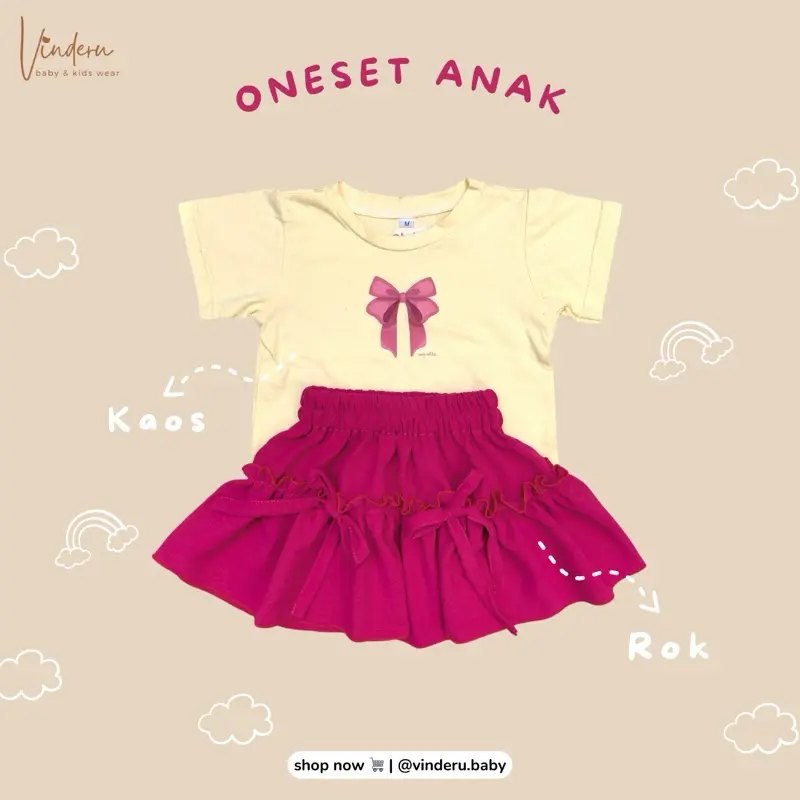 (Vinderu) Oneset Labubu Kaos Anak / Setelan anak
