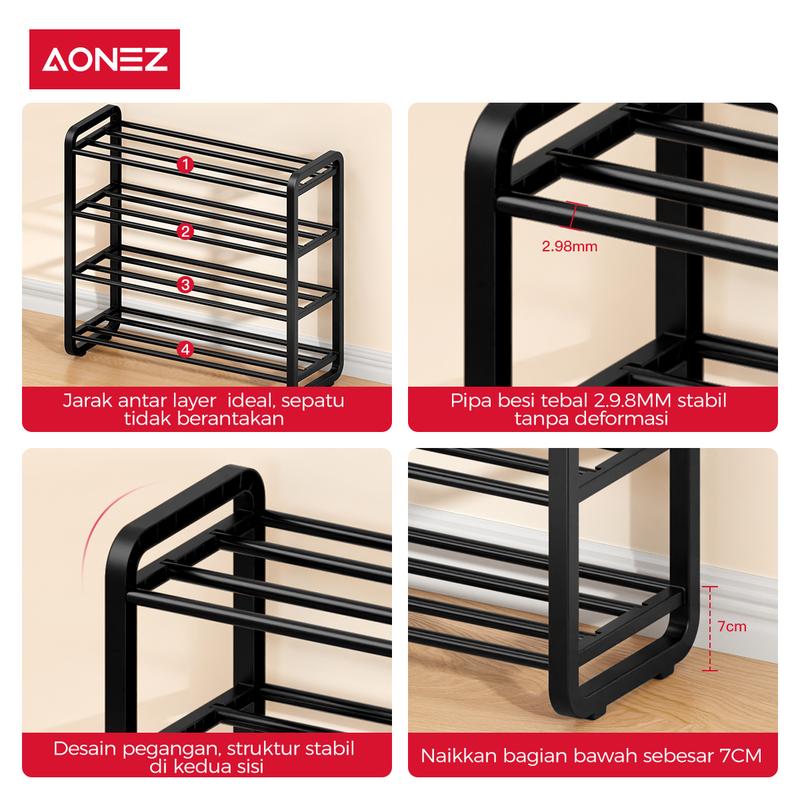 Product Introduction of 【SPESIAL KOL COD 24h Shipping】AONEZ Rak Sepatu 4 Susun Minimalis/Tempat Sepatu/Rak Sandal Dan Sepatu 5