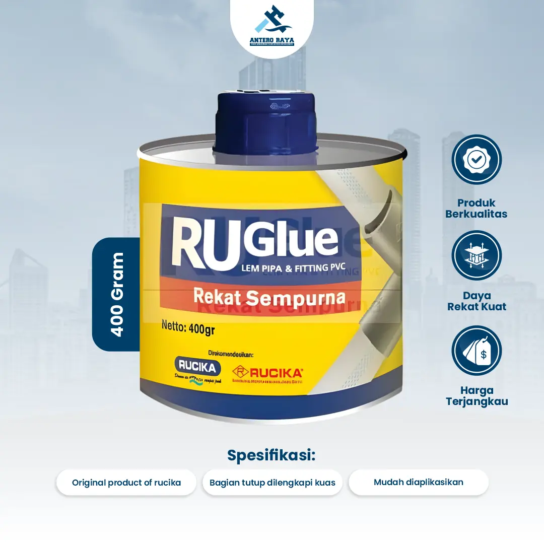 Lem Pipa Ruglue Rucika 400 Gram Perekat Pralon Super Kuat Original