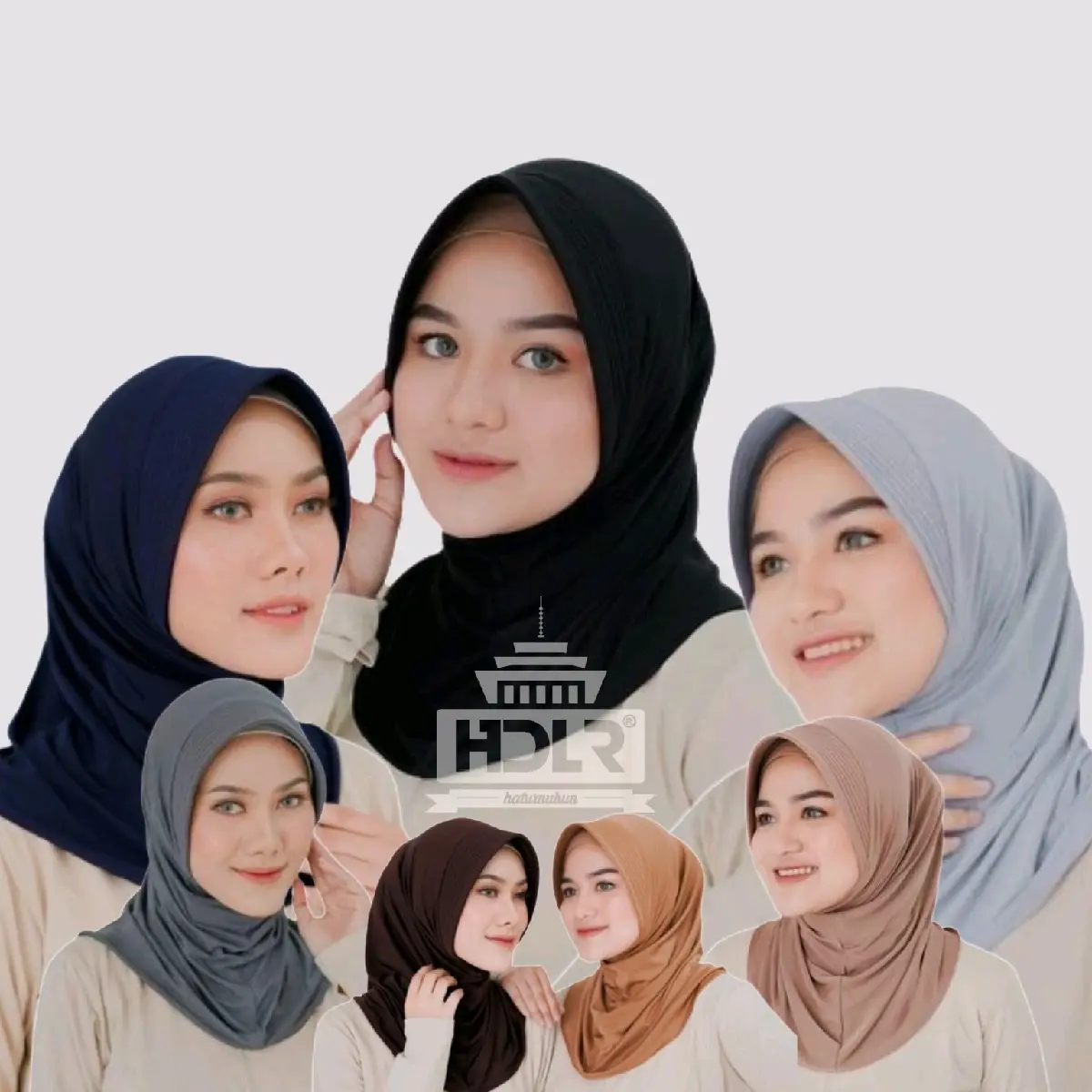 HDLR Kerudung Hijab Instant Jersey Pet Hitam Pink Putih Navy Wanita Muslim