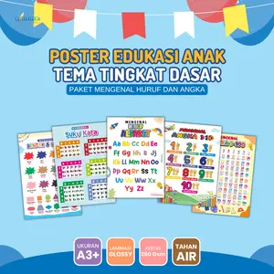 Paket Hemat 5 Poster Edukasi Anak | Tema Paket Mengenal Huruf dan Angka | Kertas Ivory 260grs | Ukuran A3+ (32x42cm) Stationery