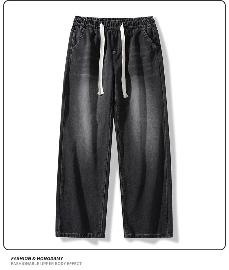 Product Introduction of Vintage-Inspired Drawstring High-Waisted Relaxed Straight-Leg Denim Pants for Women, Retro Loose-Fit Casual Jeans with Elastic Waistband, Comfortable & Stylish, All-Day Wear Bottom Lingerie Trouser Streetwear Basic Minimalist 10