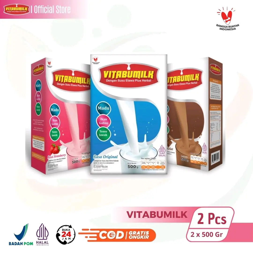 (Bundle 2 Pcs) Vitabumilk Susu Etawa Bubuk Plus Herbal Ekstrak Ikan Gabus Madu Temulawak 2 x 500 Gram untuk Anak dan Dewasa | susu Kambing Dairy milk