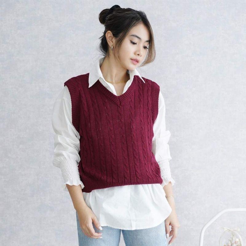ROMPI RAJUT CABLE | Rompi Rajut Motif | Korean Style | Rompi Wanita Trendy 5