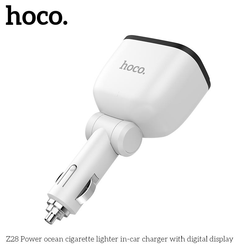 Tẩu Sạc HOCO Z28, 2 Cổng tẩu sạc, 2 Cổng USB, 3.1A, Đèn LED Hiển Thị Dòng Điện, Phụ kiện sạc điện thoại, cam hành trình, máy phun sương, lọc không khí trên ô tô 3