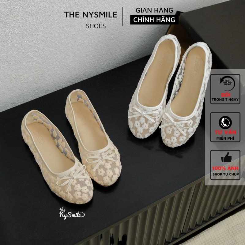  Giày nữ BIG SIZE   35 - 42   Giày Búp Bê Nữ Phối Ren Hoa Nhí 1P mũi tròn  giày búp bê nữ mang đi học  đi làm - THENYSMILE -MINA 2 