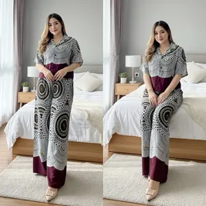 Airin One Set Crop Piyama Rayon Premium Kekinian Setelan Wanita Rayon Viscose LD 120 Jumbo Kancing Aktif Nyaman Adem Bahan Anti Gerah Bumil & Busui Friendly