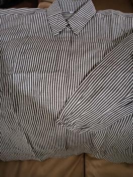 Product Review of ELF STORE - KARA Kemeja Atasan Salur Stripe Katun LD Jumbo Wanita Muslim Panjang Kekinian Baju Oversize from S**l 2
