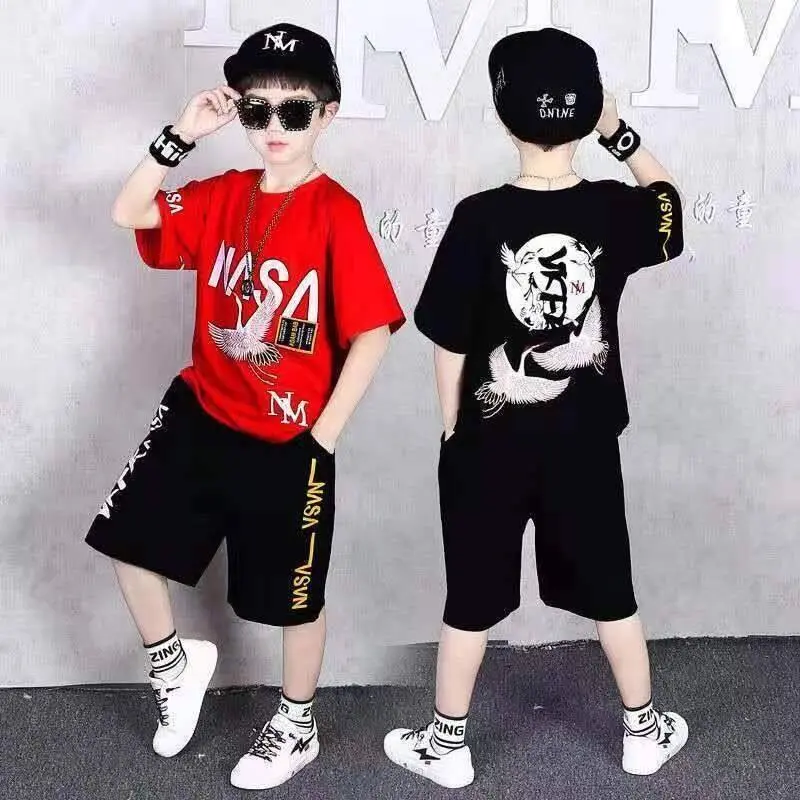 Salomé boy's clothing children's clothing boy's two-piece suit, Korean-style large and medium-sleeved short-sleeved suit 2203312