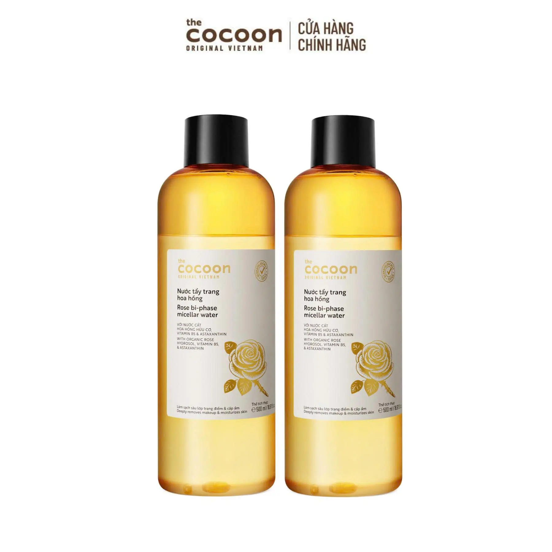 Ảnh đại diện COMBO 2 Bigsize - Nước tẩy trang hoa hồng Cocoon tẩy sạch makeup & cấp ẩm 500ml