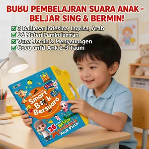 COD Buku Suara Belajar Alfabet Mainan Edukasi Anak 3 Bahasa Indonesia Inggris Arab 26 Halaman Interaktif untuk Usia 0-10 Tahun Tk Paud Balita Membaca Huruf Angka Binatang Buah Warna Bentuk Profesi Anti Air Bisa Dihapus Kembali