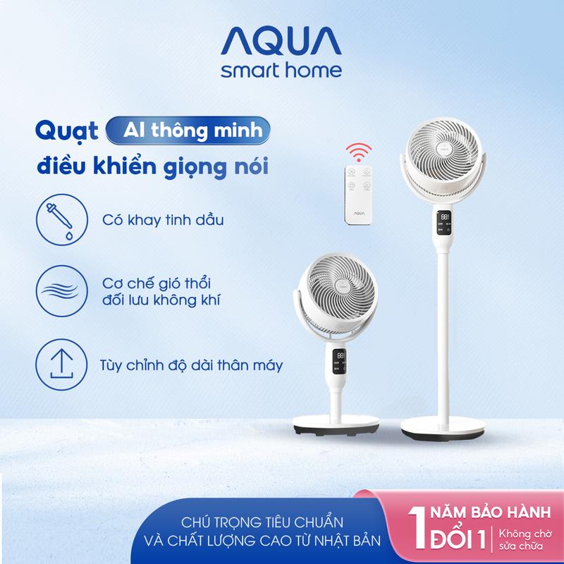 Quạt đứng Aqua ED1823T, quạt AI điều khiển giọng nói, có khay tinh dầu, tuỳ chỉnh độ dài, hẹn giờ 12 tiếng