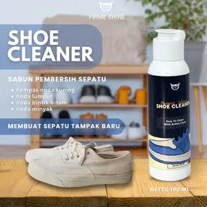 Prime Shine Shine Pembersih Sepatu Putih Dan Warna Shoe Cleaner 100ml Anti Bacterial Wangi Tidak Merusak Warna