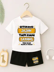Stelan Kaos Anak Lengan Pendek Bahan Katun Combed 30s Situkang jajan Tapi Kami Sayang Pergi Dicari Pulan Dimarahi