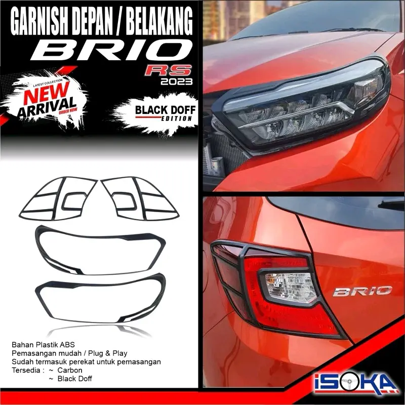 GARNISH LIST HEAD LAMP LAMPU DEPAN GARNIS STOP LAMP LAMPU STOP ALL NEW BRIO 2024 up HITAM