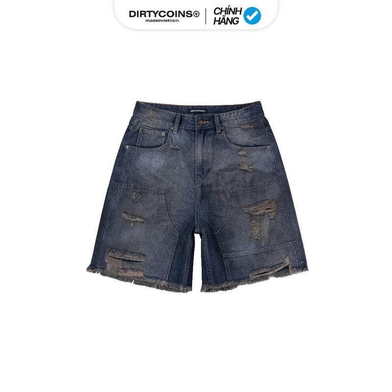  Quần Ngắn DirtyCoins Double Knee Shorts Distress Blue Wash 