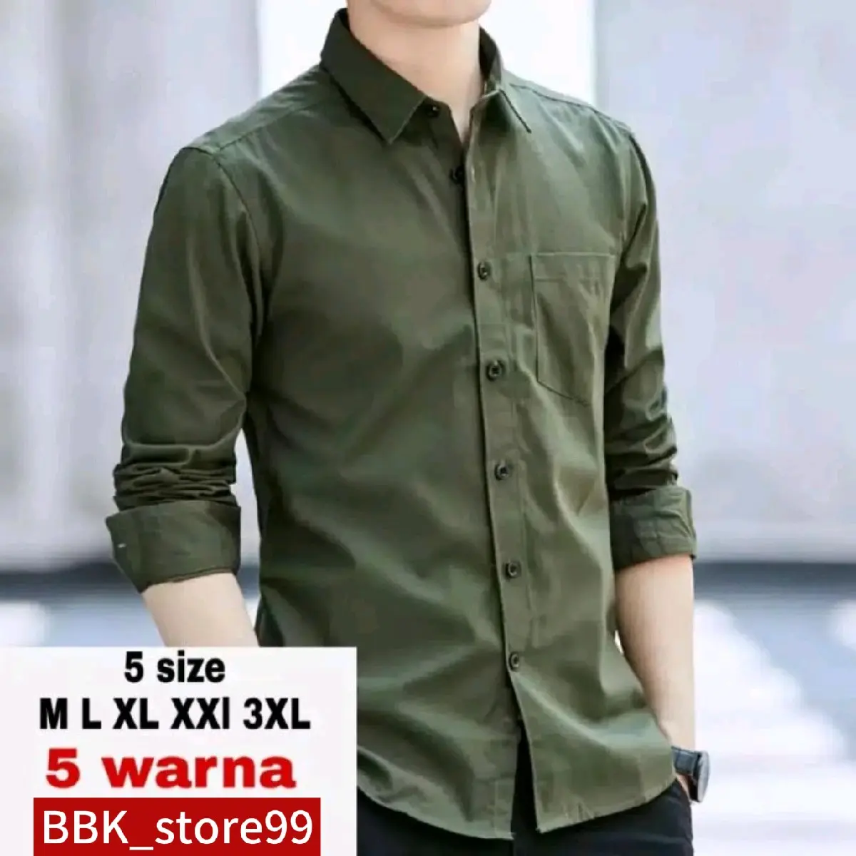 Kemeja Polos Pria Lengan Panjang Cowok Casual Formal Kantor Slimfit Variasi Hitam