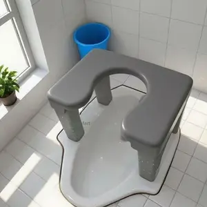WC duduk Jongkok Kamar Mandi kloset jongkok flush kursi toilet duduk kursi jongkok plastik Non-slip Putih Biru