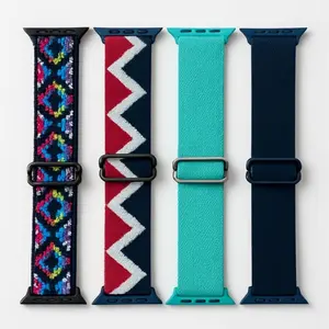 Nylon Strap Tali Jam Pintar / Smart Watch Bahan Elastis Adjustble Nylon Model Sporty Ukuran 38mm 42mm 44mm 45mm 46mm 49mm