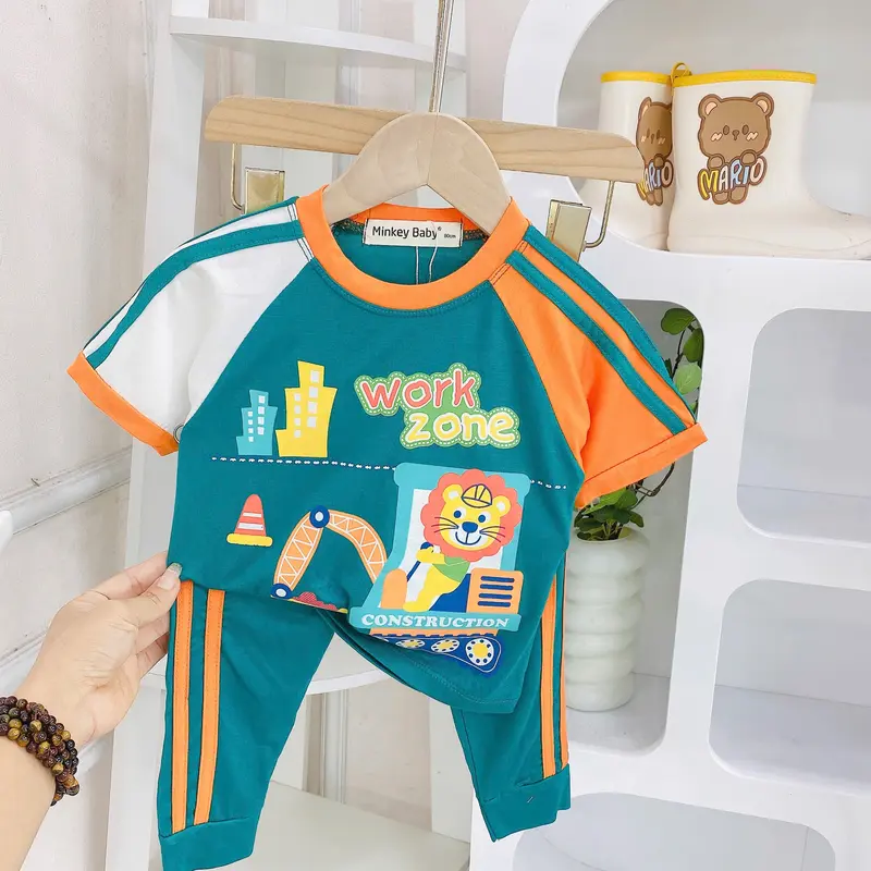 Đồ bộ tay ngắn quần dài thun lạnh cho bé trai bé gái (7-25kg), vải mềm mát thoáng khí, in hình dễ thương cho bé. 6