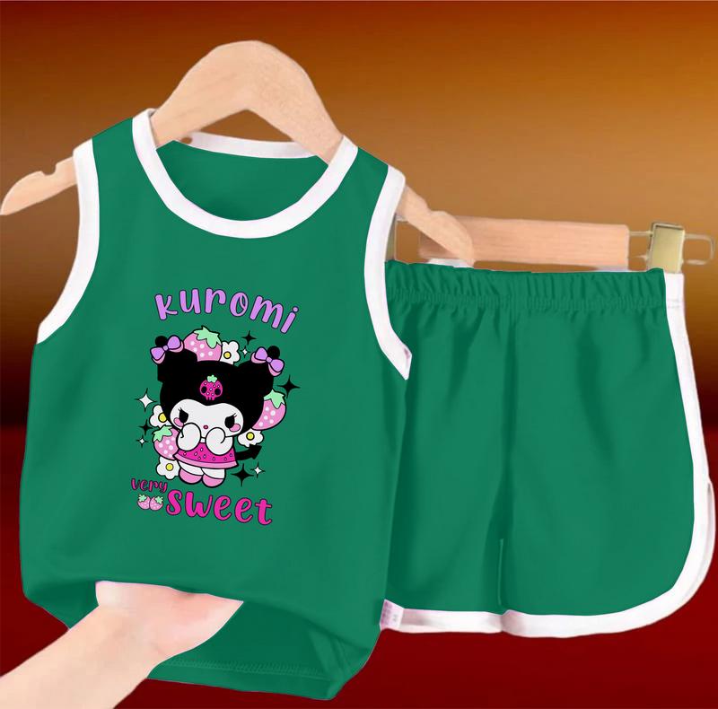 Luwi Kids Setelan Singlet Anak Motif Kuromi Sweet Celana Fashion 6