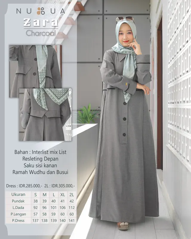 Gamis Zara Katun by Nubua.  Polos Interlist 4
