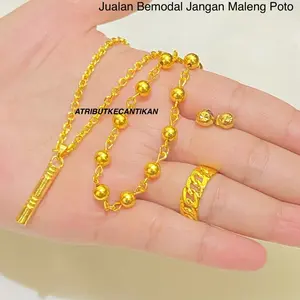 Set Perhiasan Tembaga Biji Lada Lapis 24 k