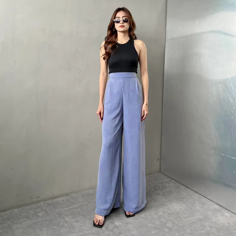 [READY STOCK] Georgios Women l Ely Culottes Pants | Celana Panjang Kulot Wanita Kekinian Bawahan Casual High Waist Dewasa Hitam Loose Airflow Tebal 2