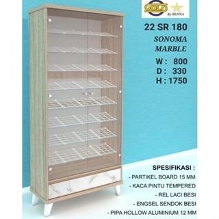 RAK SEPATU TINGGI 22 SR 180/ RAK SEPATU FULL KACA/ RAK SEPATU MODERN 2
